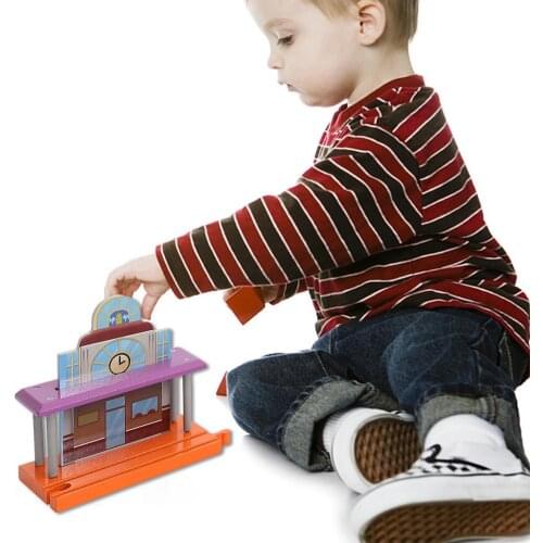 Wooden Bell Tower Kid Toys Track Toy Accessory Educational Toy Train Track Accessories Parking Lot Railway Station