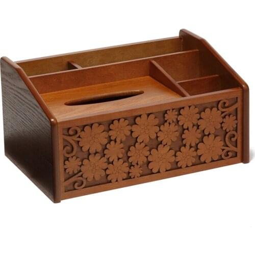 Wooden Tissue Box Tea Table Integrated Storage Box Solid Wood Remote Control Storage Box Living Room Decor