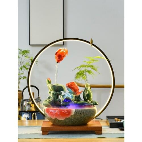 Zq Living Room Make a Fortune as Endless as Flowing Water Decoration Fountain Creative Desktop Fish Tank Circulating Water Gift