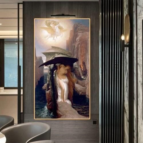 Holover Frederic Leighton"Perseus And Andromeda"Canvas Oil Painting Western Art Decor Poster Wall Aesthetic Home Decoration