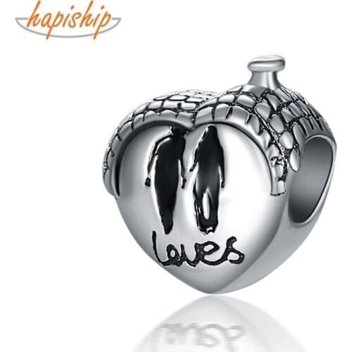 Hapiship 2020 Original Daisy New Fashion Sweet Love Heart couples Charm Beads Fit Charm Bracelet Female DIY Jewelry Making CZ125