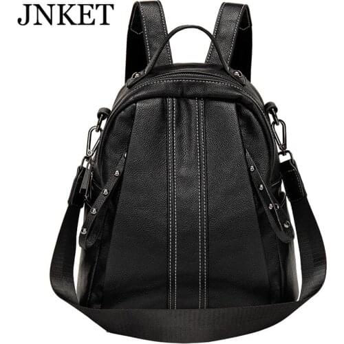 JNKET New Womens Bag Wide Shoulder Strap Lychee Grain Dermis Backpack Crossbody Bag Travel Bag