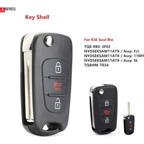 Keyecu 3 Button Remote Flip Folding Key Fob Case Shell For KIA Soul Rio 2012 2013 + Uncut Blank Blade FCC:NYOSEKSAM11ATX