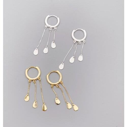 Korean 925 Sterling Silver Tassel Oval Bead Statement Drop Earring for Women Fashion Wedding Jewelry eh1057