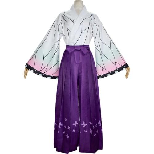 Anime Demon Slayer Kimetsu no Yaiba Kochou Shinobu Cosplay Costume Outfits Halloween Carnival Suit
