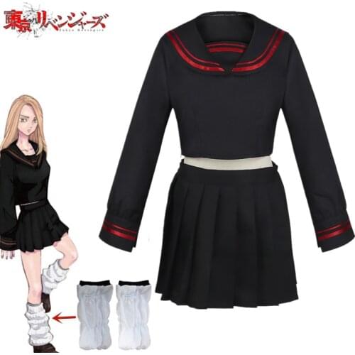 Anime Tokyo Revengers Shiba Yuzuha Sailor School Uniform Girls Skirt Suit Cosplay Costume Women Dress Black