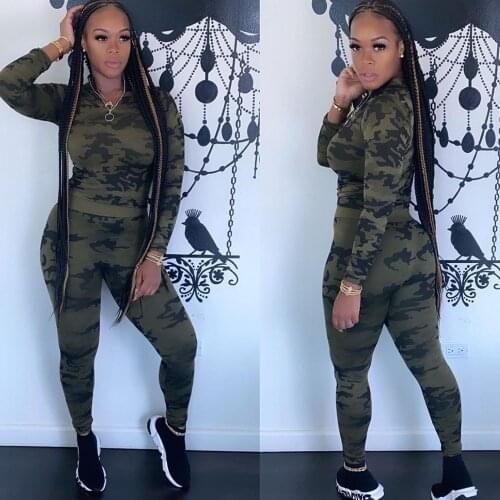 Camouflage Two Piece Set Women Tracksuit Fall Long Sleeve Sweatshirt Pant Suits Casual Sportwear 2 Piece Outfits Matching Sets