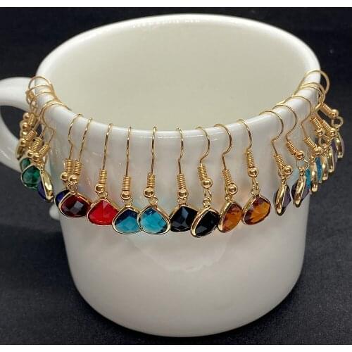 Colorful Transparent Crystal Earrings Handmade Drop-shaped Pendant Ladies Crystal Earrings Party Charm Design Jewelry 2 Pieces