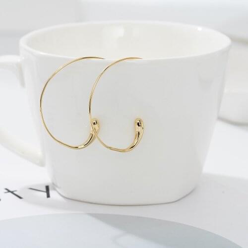 2020 Stainless Steel statement gold geometric big round women hoop wire earrings