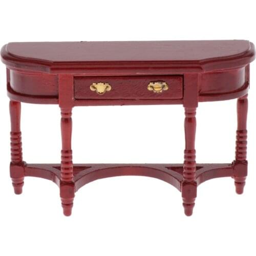 Miniature Dollhouse Wooden Writing Desk with Working Drawer for 1:12 Dolls House Study Office Furnishings and Decorations Toy