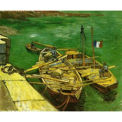 Quay with Men Unloading Sand Barges by Vincent Van Gogh Oil paintings reproduction Landscapes art hand-painted home decor