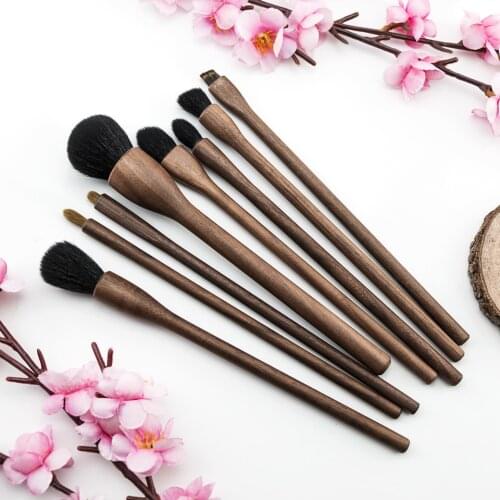 BEILI A Class Natural Goat Hair make up brushes Walnut wood Professional Foundation powder eyebrow Eyeshadow Makeup Brushes set