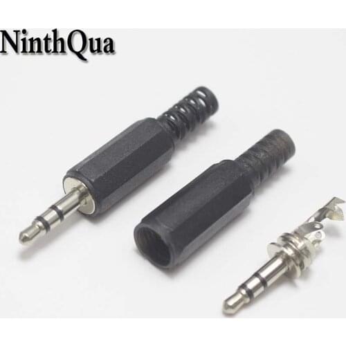 NinthQua 3.5mm 3-Pole Stereo Metal Plug Connector 3.5 Plug & Jack Adapter With Soldering Wire Terminals 3.5mm Stereo Plug
