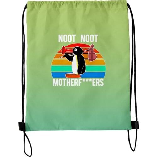 Noot noot Pingu Fashion Style Student Shoulder Storage Bag Drawstring Travel Beach Backpack Toys Shoes Clothes Organizer