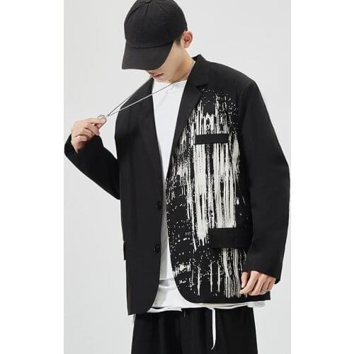 2021 New Luxury Classic Black Japan Style MenS Casual Blazers Autumn Spring Fashion Brand Loose Long Suit