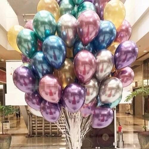 NEW 50pcs Chrome Rose Gold Balloon Flashing Metal Balloon Thicken Pearly Metal Wedding Decoration Metallic Balloons 10inch 1.8g