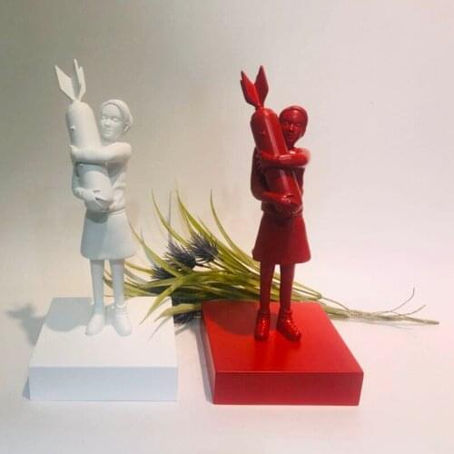 NEW BOMB HUGGER SPECIAL RED/WHITE BOMB GIRL STREET ART RESIN STATUE CREATIVE HOME GIFTS DESK DECORATION