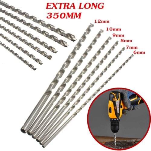 New 6-12mm Diameter Extra Long HSS Straigth Shank Auger Twist Drill Bit Set 35cm