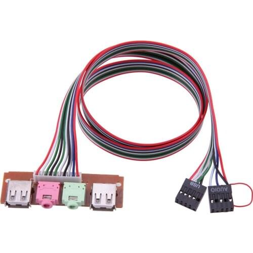 PC Computer Case Front Panel USB Audio Port Mic Earphone Cable