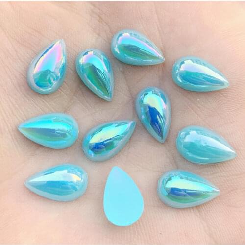 Wholesale 400pcs AB Resin Rhinestones applique stones and crystal Gems Flatback For Costume Button Crafts 8*13mm -HA87*10