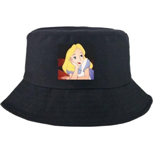 Disney Alice in Wonderland Bucket Hat Casual Beauty Outdoor Fishing Hat Cartoon Double-sided Panama Cap For Man Women Kids