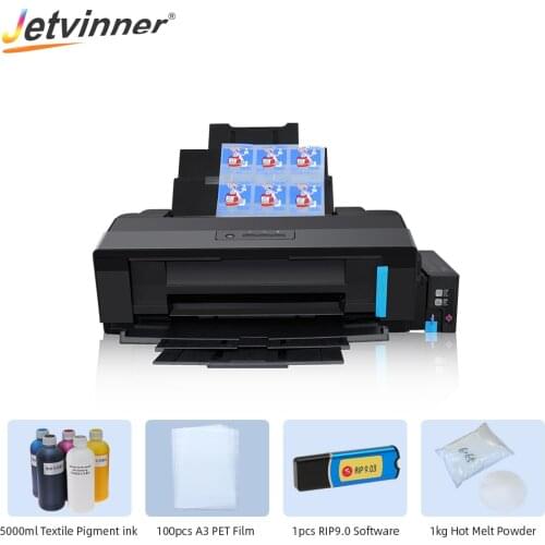 Jetvinner A3 DTF Printer For Epson L1800 Printer Direct Transfer Film For Any Material Garments With PET Film DTF Ink DTF Powder