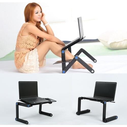 Adjustable Aluminum Laptop Table Stand Folding Ergonomic Design Stand Notebook Desk Laptop Table Stand Lap Desk with Mouse Pad