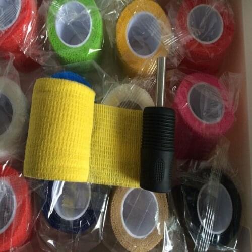 RoYun 12 Pcs/Pack High Flexible Self-adhesive Elastic Medical Bandage 4.5m Waterproof Tattoo Grip Tube Cover