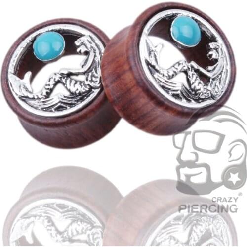 Mermaid ear plugs body jewelry piercing wood sexy piercings plug Wholesale 70pcs/lot 8-20mm