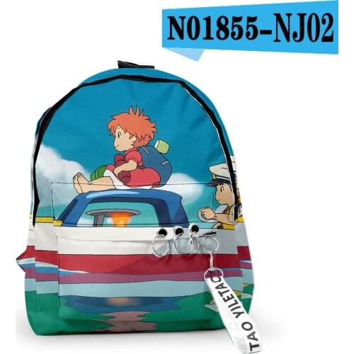 Ponyo on the Cliff Backpack School Bags Mochila Travel Bags Ribbon Ring Circle Backpack Small bags For Boys Girls