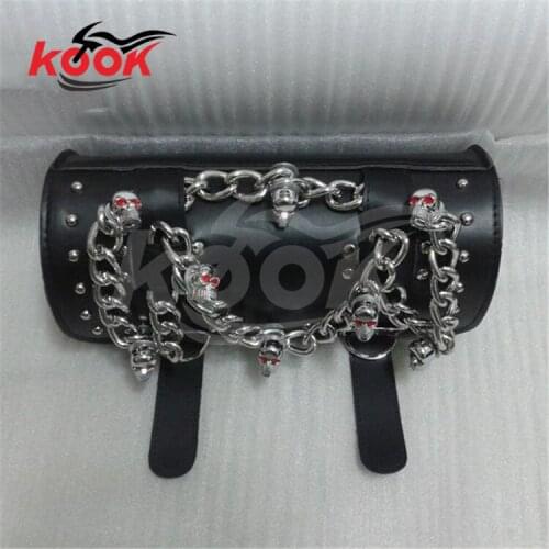 Skull Princes Car Motorcycle Saddle Bags for harley parts Cruiser Tool Bag Luggage Handle Bar Bag Tail Bags Buckle straps black