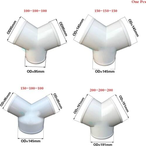 Y Splitter Piece 100/150/200mm Ventilation Duct Three Way Coupler Fan Connector 3-Way Splitter for Ventilation Tube ABS fitting