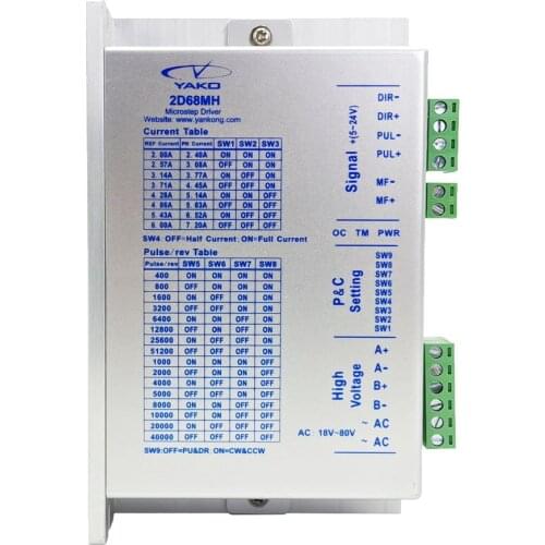 YAKO 32-bit digital signal digital stepping driver 2D68MH two-phase stepping driver DC18-80V NEMA34 flange stepping motor driver