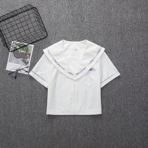 Japanese School Uniform For Girls Short Sleeve White Shirt And Skirt School Uniform Jk Sailor Suit Tops Cute Girls Work Uniforms
