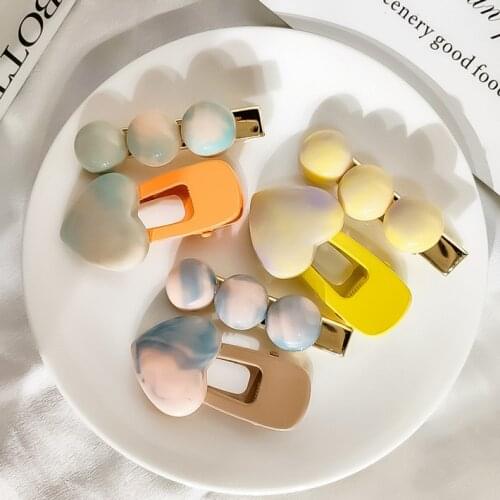 60set/lot 2pcs/set DIY Simple Multi Alloy Loving Heart Hair Duck Clips Bang Side Hairpins Hair Styling Tools Accessories HA1592