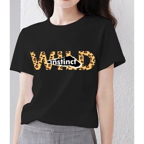 Women Wild Letter Cartoon Graphic Series Lady Tee Shirt Summer Student All-match Black Printing Female Short Sleeve Tops Clothes