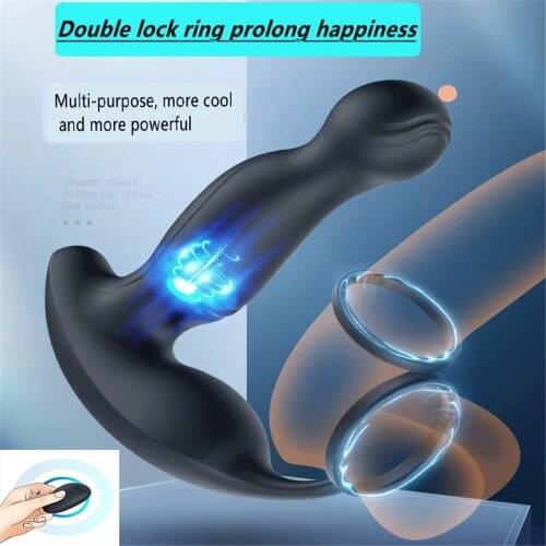 10+10 Mode Tickling Vibrating Anal Plugs Stimulator Adult Male Prostate Massager Butt plug Vibrator Sex Toys for Men Cock Rings