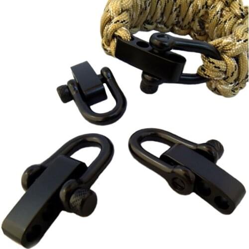 10Packs/lot free ePacket ship Black Stainless Steel D Adjustable PARACORD BRACELET BUCKLES SHACKLES
