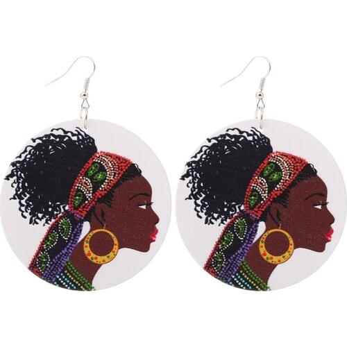 12 Pairs Good Quality Wood Earrings African Woman Wooden Brincos Round Pendant 6cm/2.36'' E272