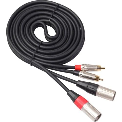 2 RCA male to 2 XLR male Audio Cable for Amplifier Microphone Speaker Hi-Fi Home Theater Stereo System Mixer Console Cord
