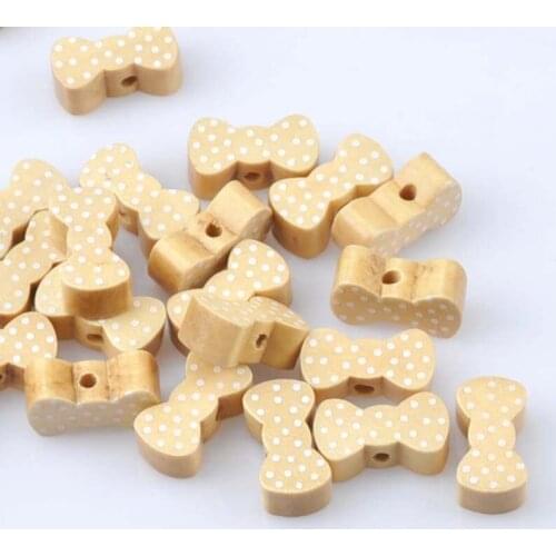 20pcs Natural Bowknot Pattern Wooden Spacer Beads For Jewelry making DIY 21x11mm MT1492X