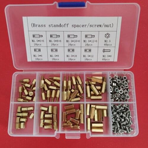 200pcs M2.5 Hex Nut Spacing Screw M2.5*L+6mm Male Female Threaded Pillar PCB PC Motherboard Brass standoff Spacer Kits