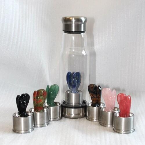 2019 NEW Natural Crystal Point Healing obsidian Wand Elixir Quartz Crystal Water Bottle Tools Drop Shipping