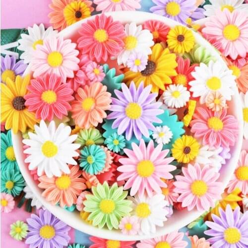 30pcs 50pcs Multicolor Sunflower Flatback Resin Cabochons Scrapbook Craft DIY Embellishments Decor Headwear Accessories