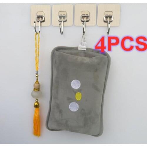 4Pcs Transparent Hooks Brushed Non-marking Stickers Stainless Steel Large Hooks Kitchen Punch-free Large Sticky Hooks