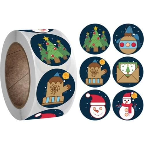 500pcs/roll Christmas Tree Stickers Labels Roll Stickers Merry Christmas Festival For Seal Envelope Packaging Decoration Sticker