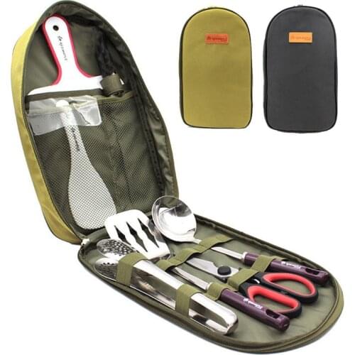 7 pcs Camp Kitchen Utensil Organizer Travel Set Portable BBQ Camping Cookware Utensils Travel Kit