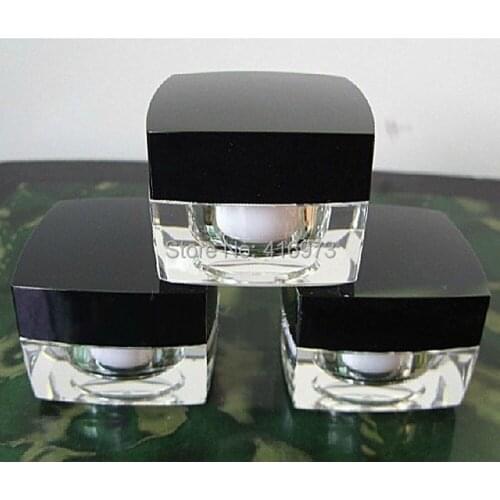 100pcs/lot 15g Acrylic jar, plastic jar, square 15ml cream jar, double wall cream jar