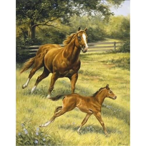Forest landscape Full Square round Drill 5D DIY Diamond Painting Animal horse Diamond Embroidery icons,Cross Stitch,decor hom