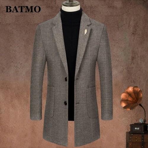 BATMO 2020 new arrival autumn&winter wool thicked trench coat men,mens thicked jackets M815